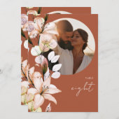 テラコッタ素朴ボホフローラフォトテーブル番号 招待状 (正面/裏面)