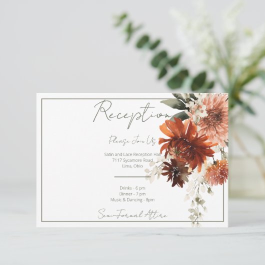 テラコッタ素朴ラストフラワーズ披露宴 エンクロージャーカード (スタンド正面)