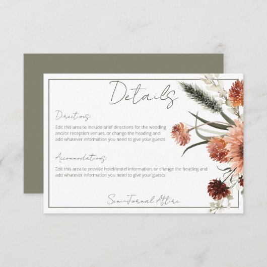 テラコッタ素朴ラストフラワーズ詳細 エンクロージャーカード (正面/裏面)