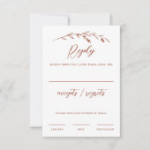 テラコッタ素朴ワイルドフラワーウェディングRSVPカード 出欠カード (正面)