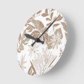 テラコッタ素朴ワイルドフラワーボホエクレクティックデザイン ラウンド壁時計 (傾斜)