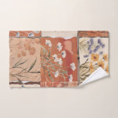 テラコッタ素朴ワイルドフラワーボホヴィンテージ自然 バスタオルセット (ハンドタオル)