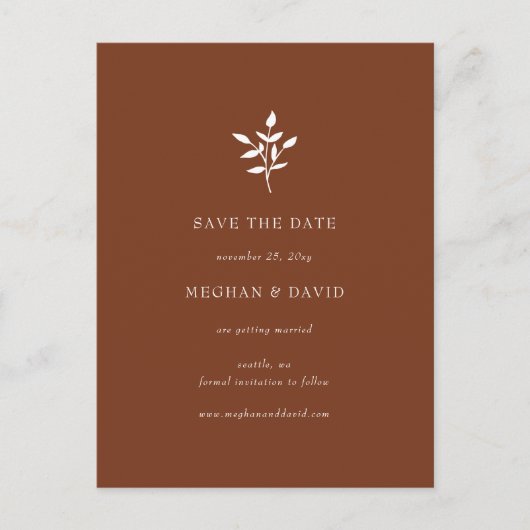 テラコッタ素朴ーシンプルボタニカルザデイト 案内ポストカード (正面)