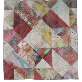 テラコッタ素朴抽象芸術パッチワーク植物学 シャワーカーテン (正面)