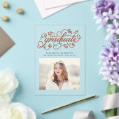 テラコッタ素朴書道写真卒業 アクリル招待状 (インサイチュ (ウェディング))