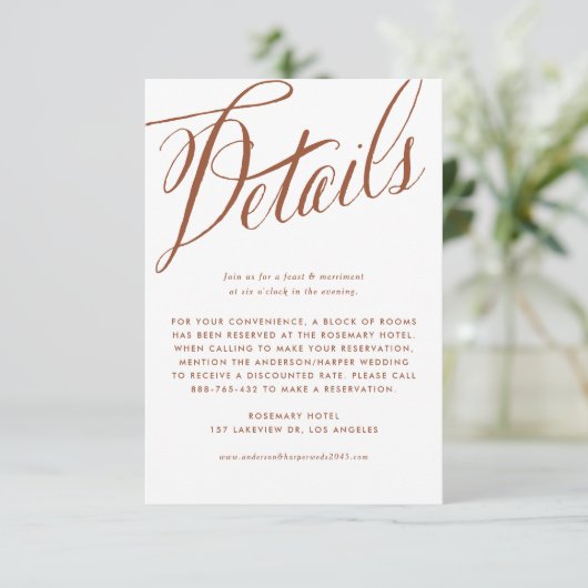 テラコッタ素朴書道結婚の詳細 エンクロージャーカード (スタンド正面)