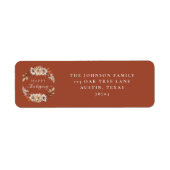 テラコッタ素朴秋フローラハッピーサンクスギビング ラベル (正面)