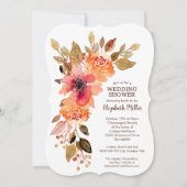 テラコッタ素朴秋フローラブライダルシャワー 招待状 (正面)