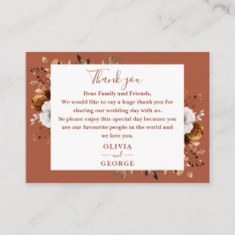 テラコッタ素朴秋フローラ結婚ズサンキュー プレイスカード