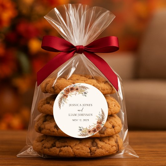 テラコッタ素朴秋フローラ結婚式の引き出物 ラウンドシール