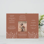 テラコッタ素朴秋ワイルドフラワー結婚式 プログラム (スタンド正面)