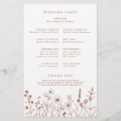 テラコッタ素朴秋ワイルドフラワー結婚式 プログラム (裏面)