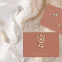 テラコッタ素朴秋秋ワイルドフラワー結婚ズ サンキューカード