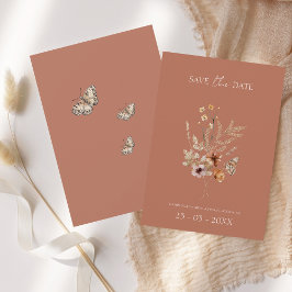 テラコッタ素朴秋秋ワイルドフラワー結婚ズ セーブザデート