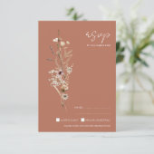 テラコッタ素朴秋秋ワイルドフラワー結婚ズ 出欠カード (スタンド正面)