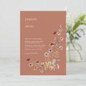 テラコッタ素朴秋秋ワイルドフラワー結婚ズ 招待状 (スタンド正面)