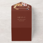 テラコッタ素朴秋結婚フローラのQR オールインワン招待状 (外側)