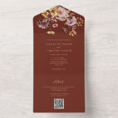 テラコッタ素朴秋結婚フローラのQR オールインワン招待状 (内側)