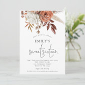 テラコッタ素朴花模様ズスウィート16パーティー 招待状 (スタンド正面)