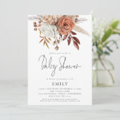 テラコッタ素朴花模様ベビーシャワー 招待状 (スタンド正面)