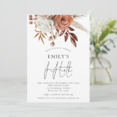 テラコッタ素朴花模様五十歳バースデーパーティー 招待状 (スタンド正面)