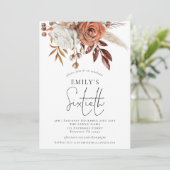 テラコッタ素朴花模様六十誕生日パーティー 招待状 (スタンド正面)