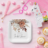 テラコッタ素朴花模様名ブライダルシャワー ペーパープレート (パーティー)