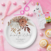 テラコッタ素朴花模様彼女が言ったYes婚約 ペーパープレート (パーティー)