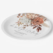 テラコッタ素朴花模様彼女が言ったYes婚約 ペーパープレート (アングル)