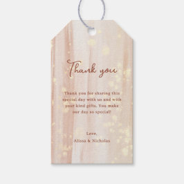 テラコッタ素朴金ゴールドモノグラム結婚の感謝 ギフトタグ