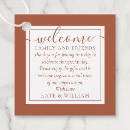 テラコッタ結婚のウェルカムギフトバスケットバッグ フェイバータグ