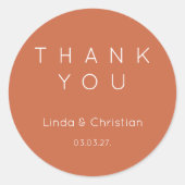 テラコッタ結婚のクラシック丸ステッカー ラウンドシール (正面)