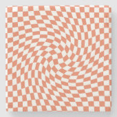 テラコッタ結婚のコレクション市松模様にチェック ストーンコースター (正面)