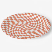 テラコッタ結婚のコレクション市松模様にチェック ペーパープレート (アングル)