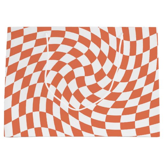 テラコッタ結婚のコレクション市松模様にチェック ラージペーパーバッグ (正面)