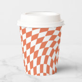 テラコッタ結婚のコレクション市松模様にチェック 紙コップ (正面)