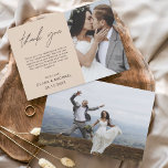 テラコッタ結婚のサンキューカードフライヤー チラシ<br><div class="desc">フロント結婚とバックに写真がある予算のサンキューカード。サンキューカードにはモダン、結婚式の日のお祝いの後に使用するエレガント、シンプルタイポグラフィとモダン使用する手書き文字文字が含まれている。</div>