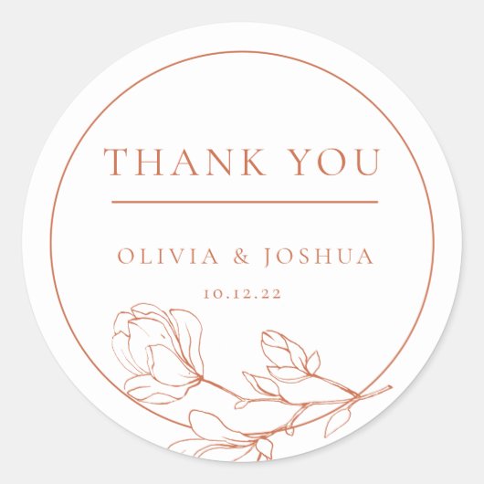 テラコッタ結婚のサンキュークラシックラウンドステッカー ラウンドシール (正面)