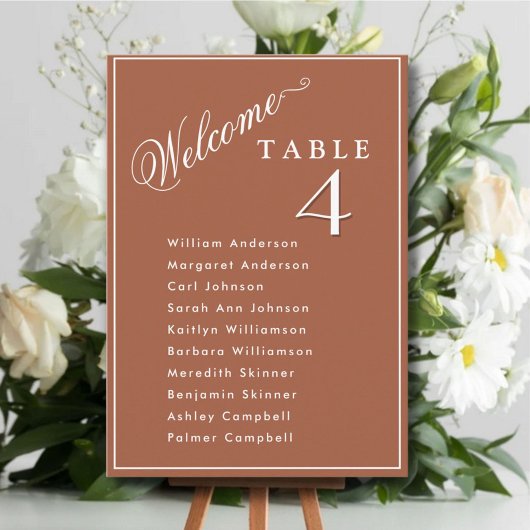 テラコッタ結婚のシーティングプランカードゲスト名 招待状