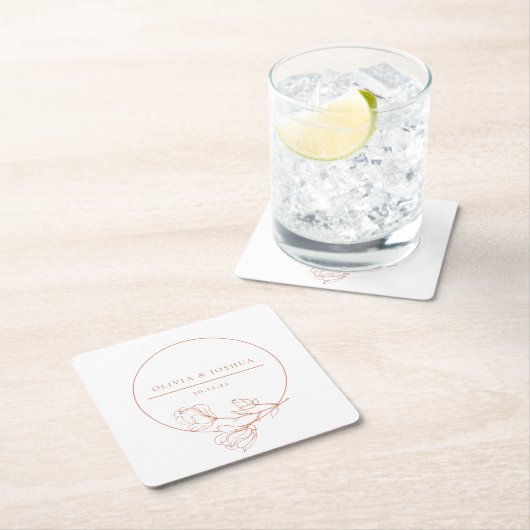 テラコッタ結婚のフローラペルソライズ スクエアペーパーコースター (インサイチュ)