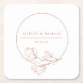 テラコッタ結婚のフローラペルソライズ スクエアペーパーコースター (正面)