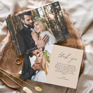 テラコッタ結婚のミニマモダンリストありがとう サンキューカード