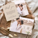 テラコッタ結婚のミニマルサンキューカード<br><div class="desc">フロント結婚とバックに写真がある予算のサンキューカード。サンキューカードにはモダン、結婚式の日のお祝いの後に使用するエレガント、シンプルタイポグラフィとモダン使用する手書き文字文字が含まれている。</div>