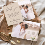 テラコッタ結婚のミニマルサンキューカード<br><div class="desc">フロント結婚とバックに写真がある予算のサンキューカード。サンキューカードにはモダン、結婚式の日のお祝いの後に使用するエレガント、シンプルタイポグラフィとモダン使用する手書き文字文字が含まれている。</div>