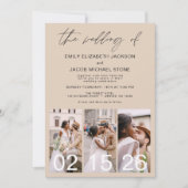 テラコッタ結婚のミニマルQRコード 招待状 (正面)