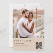 テラコッタ結婚のミニマルQRコード 招待状 (裏面)