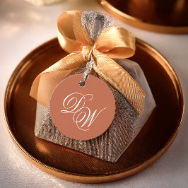 テラコッタ結婚のモノグラムクラシックシンプルブラウン フェイバータグ