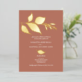 テラコッタ結婚のリハーサルディナー 箔招待状 (立ち正面)