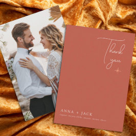 テラコッタ結婚の写真サンキューカード サンキューカード