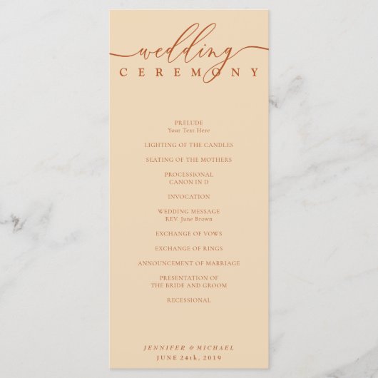 テラコッタ結婚の式典計画 プログラム (正面)